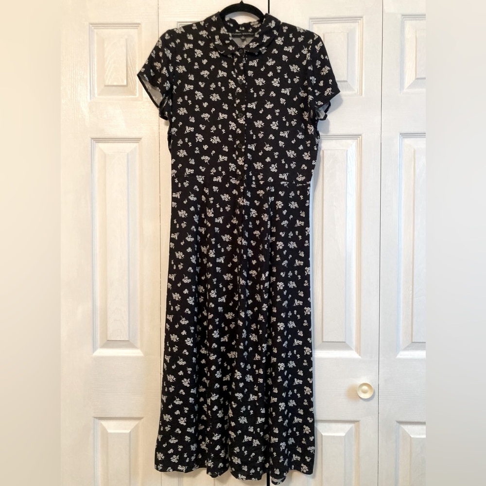 Floral button down shirt dress